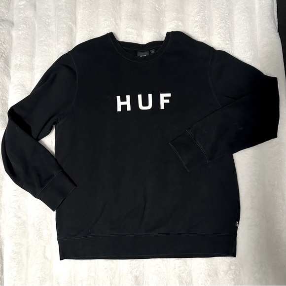 HUF Crewneck Sweatshirt Original Logo Crew in Black XL - Picture 4 of 7
